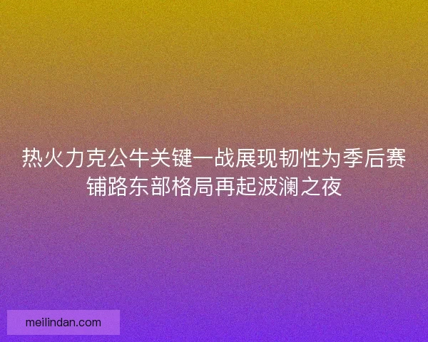 热火力克公牛关键一战展现韧性为季后赛铺路东部格局再起波澜之夜