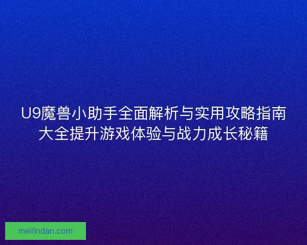 U9魔兽小助手全面解析与实用攻略指南大全提升游戏体验与战力成长秘籍